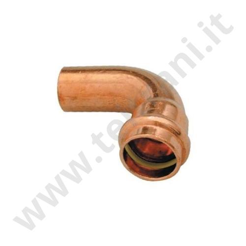 001PRG18 - CURVA MASCHIO FEMMINA A 90° IN RAME A PRESSARE  D. 18 PER GAS